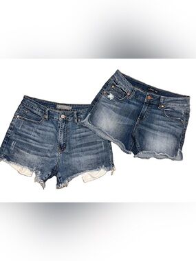 Lot of 2 Just USA and LEVEL 99 Washed Blue Distressed Denim Cutoff Shorts